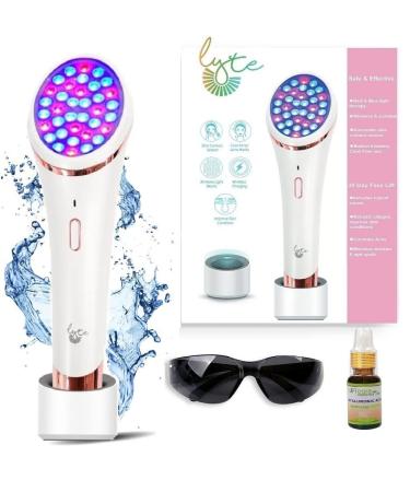 LYTE Wireless Red & Blue LED Light Therapy Handheld Device Includes Hyaluronic Acid Automatic Contact Sensor