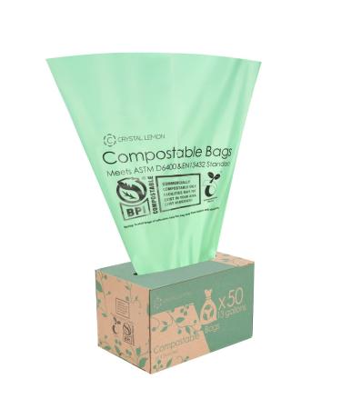 C Crystal Lemon Compostable Trash Bags, Heavy Duty Compostable Trash Bags and Kitchen Garbage Bags (13 Gallon) 13 Gallon Trash Bags