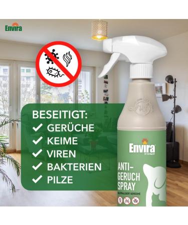 Envira Anti-Smell Spray | Odor Neutralizer for Cat & Dog Urine | Chlorine-Free Odor Remover for Carpets Dog Beds & Home - 500ml - Buy Online on GoSupps.com