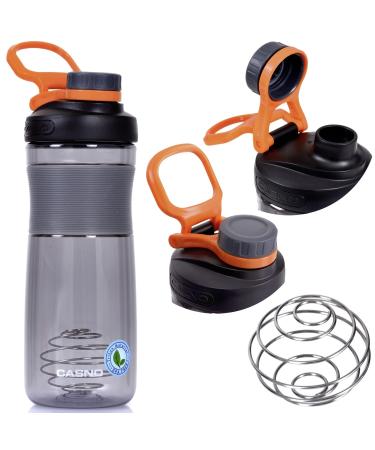 Casno Pecos Protein Shaker Blender Bottle 800 ml gray - Tritan Sport bottle for fitness gym - light drinking bottle with ball for supplement shakes