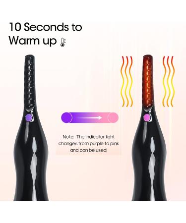 Buqikma Heated Eyelash Curlers Electric Eyelash Curler 3 Temp Modes 2in1 Clip-Type Eyelash Curlers with Built-in Comb Rechargeable Heated Lash Curler for Quick Heatin Lashes Curl Tool - Buy Online on GoSupps.com
