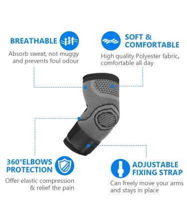 Acwoo Elbow Bandage - Breathable Compression Support Sleeves (2PCs) for Volleyball & Golf - Adjustable Velcro Fastener - Pain Relief for Arthritis - Left/Right Fit - Buy Online on GoSupps.com