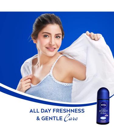 NIVEA Protect & Care Alcohol-Free Roll-On Deodorant - 48H Anti-Perspirant Protection (Pack of 3) - 0.57 Fl Oz Each - Buy Online on GoSupps.com