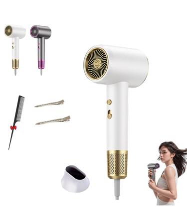 Numoya Hair Dryer Numoya Jetspeed Hair Dryer Blow Dryer with Diffuser for Curly Hair 2000w Adjustable Speed Numoya Jet Speed High-Speed Hair Dryer Travel Size Eliminates Frizz(White)