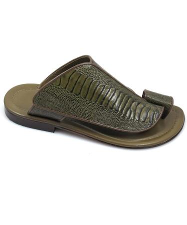 Vintage PU Comfort Men's Sandals | Toe Bunion Flat Slippers | Orthopedic Beach Flip Flops | Green, Size 9.5 - Buy Online on GoSupps.com