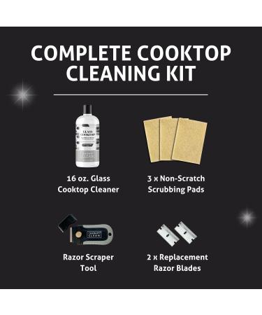 Therapy Glass Stovetop Cleaner Kit - 3 Non-Scratch Pads & Razor Scraper for All Cooktops - Effective Oven & Ceramic Cleaning Solution - Buy Online on GoSupps.com