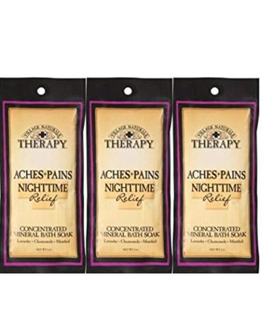 Village Naturals Therapy Aches+Pains Nighttime Relief Concentrated Mineral Bath Soak Lavender Chamomile Menthol (2oz) (Pack of 3)