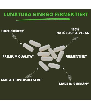 Lunatura Fermented Ginkgo Capsules - Vegan & Gluten-Free Ginkgo Nut & Biloba Extract - 60 Capsules for 2-Month Supply - International Shipping Available - Buy Online on GoSupps.com