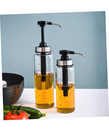 GOOHOCHY Kitchen Cabinet Syrup Pump Bottle Kitchen Cruet Honey Bottle Syrup Server Holder Glass Vinegar Bottle Olive Oil Dispenser Clear Soap Dispenser Stainless Steel Canola Oil 22.5x6x6cm Black - Buy Online on GoSupps.com