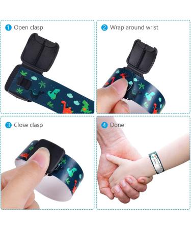 Vicloon Safety Wristband Bracelets 8 Pcs - Child Kids ID Bracelet with Pen - Anti Lost & Waterproof - Dinosaur and Spaceship Design - Buy Online on GoSupps.com