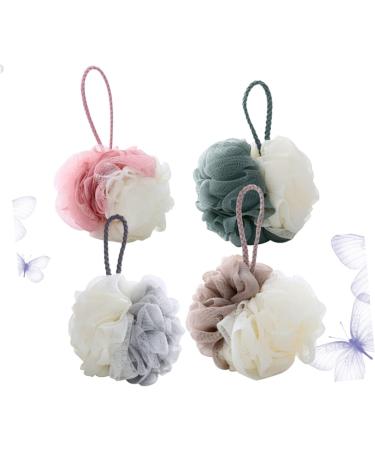 Zerodeko 4 Pcs Bath Sponge Body Powder Puff Shower Loufah Sponge | Large Bath Ball Skincare Tools for Shower | Double Color Bath Ball Pouf Net - 12.5X12.5cm - Buy Online on GoSupps.com