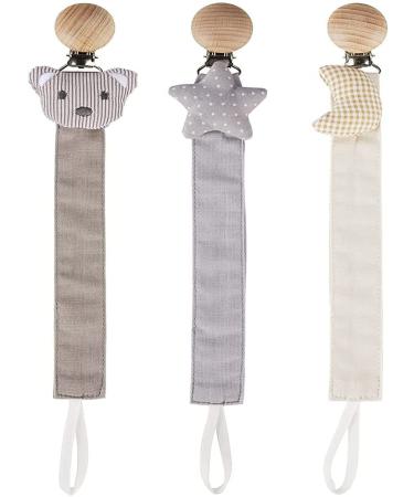 Meiso 3-Piece Baby Pacifier Chain Set - Organic Cotton & Wood Nickel-Free Clips for Boys & Girls - International Shipping - Buy Online on GoSupps.com