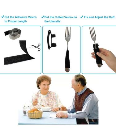 Universal Cuff Adaptive Utensil Holder for Elderly Adults Eating Handicap Utensils Feeding Therapy Tool for Parkinsons Patients - Buy Online on GoSupps.com