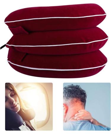 Inflatable Cervical Neck Traction Device for Neck Pain Relief - Rose Red - Buy Online on GoSupps.com