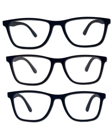AirOne 3-Pack Reading Glasses Spring Hinge Readers for Women Men Anti Glare Filter Lightweight Eyeglasses (#3-Pack Mix Color) #3-pack Matte Black+matte Brown+navy Blue 0.75 x