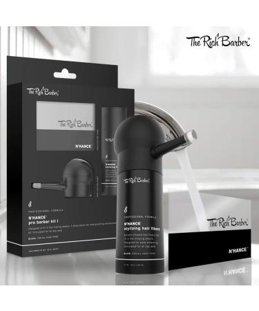 The Rich Barber NHance 3-in-1 Hair Fibers Applicator Set - Natural Hair Thickening Spray for Hairlines & Beards (Black) - Buy Online on GoSupps.com