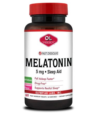 Olympian Labs Melatonin Fast Dissolve Strawberry Flavor 5 mg 60 Fast Dissolve Tablets