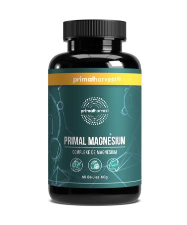 Primal Magnesium by Primal Harvest Magnesium Supplement Complex with Magnesium Malate Biglycinate Tri-Magnesium Dicitrate Zinc and Vitamin C 60 Capsules