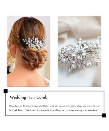 Jakawin Rhinestone Bride Wedding Hair Comb - Crystal Flower Bridal Accessory for Women and Girls - Buy Online on GoSupps.com