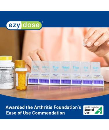 EZY DOSE Weekly Pill Case - 7-Day Medicine Planner & Vitamin Organizer BPA Free - X-Large Push-Button Compartments Pack of 3 - Convenient & Easy to Use - Buy Online on GoSupps.com