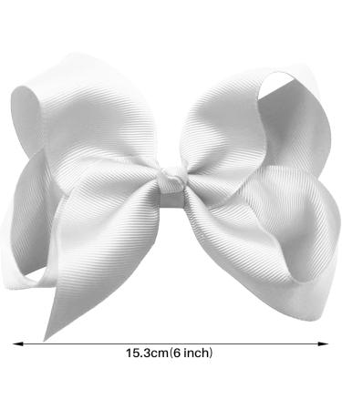 Ribbon Hair Bow Clips 6 Inch White Grosgrain Ribbon Hair Pins Bow Hair Barrettes Alligator Clips Fashionable Hair Accessories for Girls Women Toddlers Christmas Wedding Birthday A3HDJFJ (white) - Buy Online on GoSupps.com