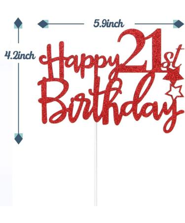 Tenhaisi Gilttery Red Happy 21st Birthday Cake Topper Cheers and Beers to 21 Years Loved Party Sign Fabulous 21 Birthday Party Supplies - Buy Online on GoSupps.com
