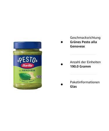 Barilla Pesto Alla Genovese 190g | Gluten-Free Italian Basil Pasta Sauce with Parmigiano Reggiano - Buy Authentic Green Pesto Online - Buy Online on GoSupps.com