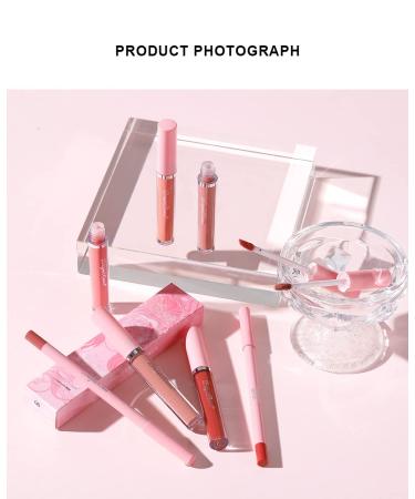 2Pcs Red Brown Lip Liner Pencil and Lipstick Set - Long Lasting Waterproof Matte Lip Liner and Lipstick Kit for Women Girls - Buy Online on GoSupps.com