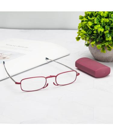 Cokobin Foldable Reading Glasses +1.0 - Stainless Steel Anti-Blue Light Aid for Men & Women | Pink with Hard Shell Case - Buy Online on GoSupps.com