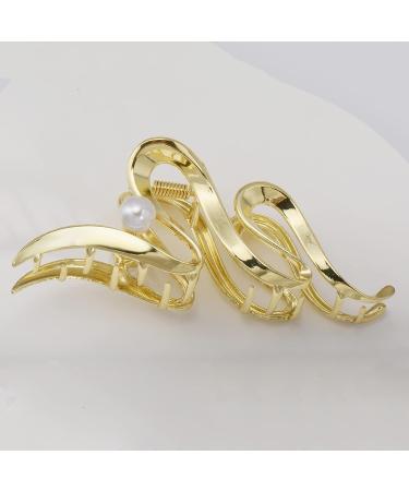 iFiner Metal & Pearl Hair Claw Clips - Set of 2 | Gold & Silver | Large Non-Slip Barrette for Women & Girls | Stylish Hair Accessories - Buy Online on GoSupps.com