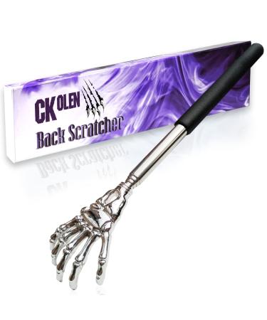 Telescopic back scratch pull-out massage tab for relief from itching scratches for the head and back on the back novelty gift for men and women unusual and funny stocking filler Black Spirit
