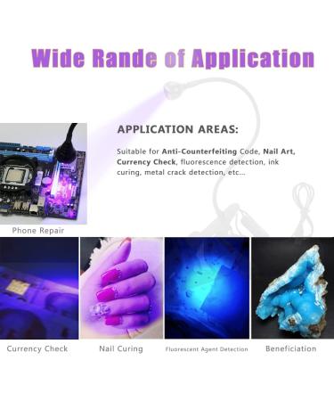 ASHATA UV Lamp 3W 5V 395nm with Gooseneck and Clamp - Multi USB Ultraviolet Light for Nail Curing, Phone Repair, Resin Curing & More - Buy Online on GoSupps.com