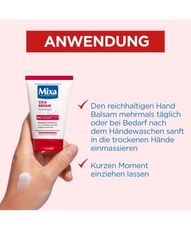 Mixa Cica Hand Balm & Cream for Sensitive Skin | Herbal Glycerin & Panthenol | Soothing Moisturizing & Repairing | 50 ml (1 Pack) - Buy Online on GoSupps.com