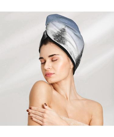Snowman & Christmas Tree Microfiber Hair Towel - Super Absorbent Coral Velvet Wrap for Long Curly Hair - Quick Dry Cap for Women - Buy Online on GoSupps.com