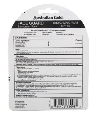Australian Gold SPF50 Face Guard Stick 0.6oz (17ml) - 3 Pack - Buy Online on GoSupps.com