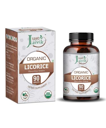 Just Jaivik 100% Organic & Pure Licorice (Glycyrrhiza Glabra) / Yastimadu/Mulethi Tablets As Dietary Supplements - 750mg (90 Tablets) | for Healthy Digestive Function & Improves Respiratory System