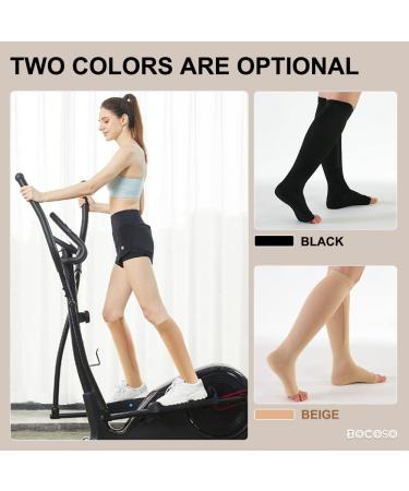 Buy 2 Pairs Medical Zipper Compression Socks 15-20mmHg Open Toe - Knee High for Women & Men X-Large Beige | International Shipping Available - Buy Online on GoSupps.com