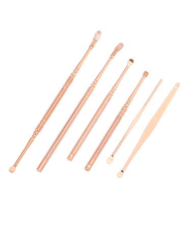 Lurrose 1 Set Spiral Ear Pick Spoon Ear Wax Pick Ear Wax Scraper Earpick Ear Scoop Rose Gold 14.7X3X1.5CM