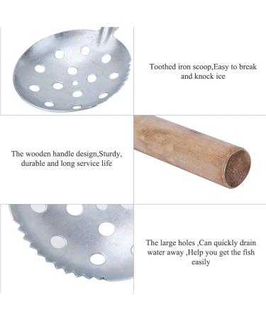 Alomejor 2 Pcs Ice Fishing Scoop Scoop Skimmer Ice Slush Scoop with Wood Handle Winter Outdoor Fishing Shovel Ice Tools Metal Wood Design - Buy Online on GoSupps.com