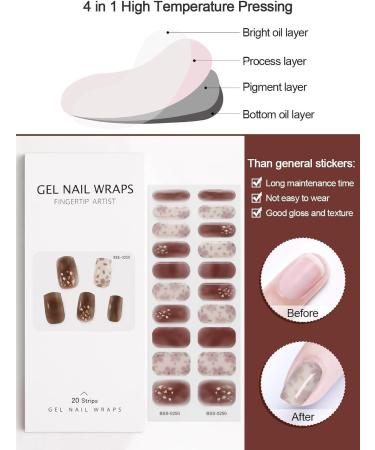EBANKU 20 PCS Gel Nail Strips Nail Gel Polish Strips Full Wraps Adhesive Gel Nail Stickers with Nail File and Stick(UV/LED Lamp Required) (5) - Buy Online on GoSupps.com