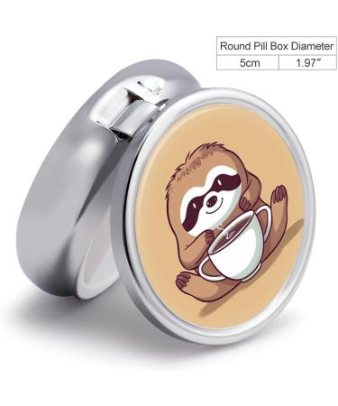 Round Pill Box Yoga Sloth | 3 Compartment Decorative Metal Pill Organizer - Portable & Stylish - Buy Online on GoSupps.com
