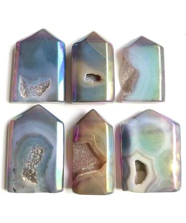 Balance Natural Aura Hole Crystal Obelisk Agate Geode Rough Rockstone Hand Carved Figurine Specimen Gemstone Home Lucky Stone Raw Stones and Minerals Home Goods - Buy Online on GoSupps.com