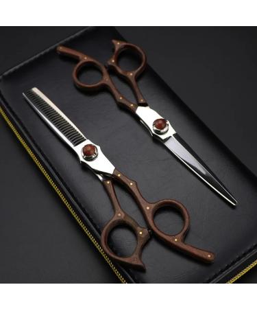 Hair Cutting Scissors 6 Inch Professional VG10 Steel Upscale Sandalwood Hair Scissors Haircut Thinning Barber Hair Cutting Shears Hairdresser Scissors Set