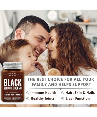 Black Seed Oil Capsules 1000mg Double Strength - 60 Soft Gels | Premium Non-GMO Cold Pressed Virgin Oil from Nigella Sativa | Halal & Kosher | Made in UK - Buy Online on GoSupps.com