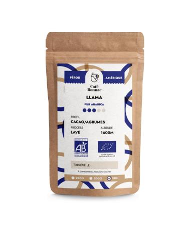 cafe bonnac Caf Bonnac Ground Coffee Peru Llama 1kg | 100% Arabica Altitude | Chocolate Nuts And Dried Fruit Notes | French Artisanal Roast | Filter Piston & Gentle Methods Compatible