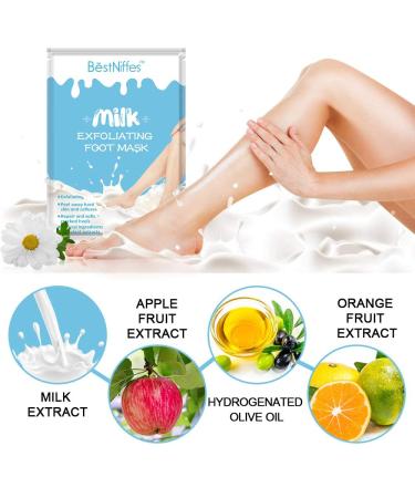 Foot Peeling Mask - 5 Pairs | Natural Exfoliator for Baby Soft Feet | Pain-Free Corn Remover for Women & Men (Milk) - Buy Online on GoSupps.com