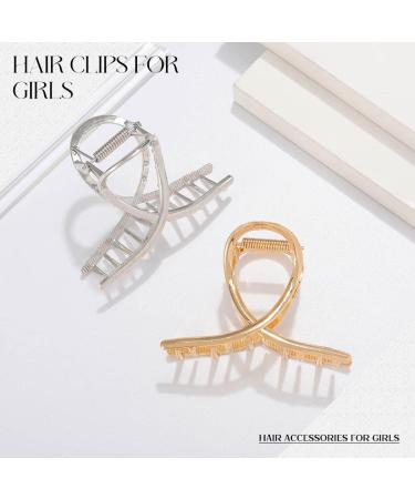Brinie Small Gold Hair Claw Clips - Pack of 2 | Metal Claw Clips for Thick Hair Styling | Hair Accessories for Women and Girls - Buy Online on GoSupps.com