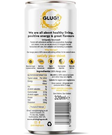 GLUG! 100% Mango Fruit Juice Healthy Juice Drink With No Added Sugar (12X320ML) - Buy Online on GoSupps.com