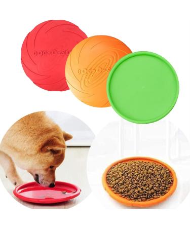 WENYIEN 3 Piece Frisbees for Dogs Pet Flying Saucer Rubber Flying Disc Interactive Outdoor Toy 7 Inches/18 cm Perfect for Dog Throw Training Playing and Catching - Buy Online on GoSupps.com