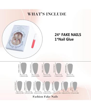 Shop Medium Almond Press on Nails - Red French Tips & Cherry Bow Designs - 24 Pcs Full Cover Acrylic Glue-on Nails for Women & Girls - Buy Online on GoSupps.com